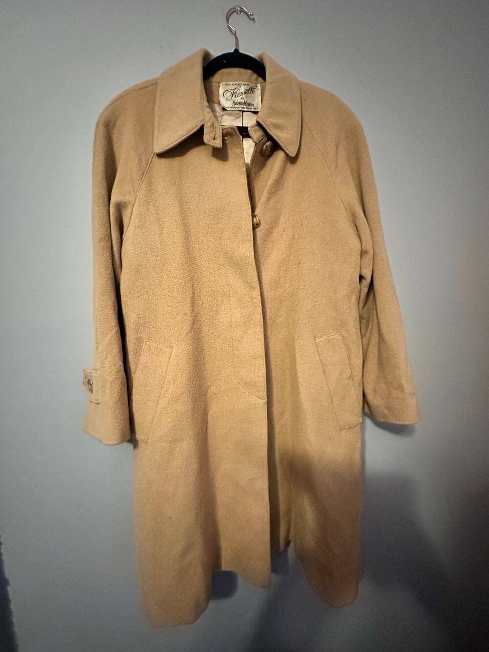 Fleurette for Neiman Marcus 100% Camel Hair Coat Womens Vintage Tan Camel